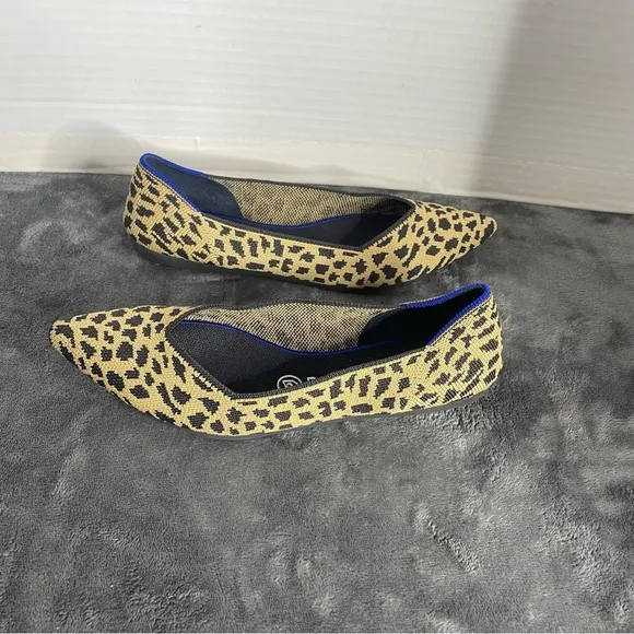 Rothys The Point Leopard Print Flats Womens Size 8.5 Retired Lightweight Comfort