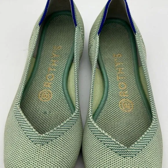 Rothy's The Point Limited Edition Mint Green Washable Comfort Flats Womens 7