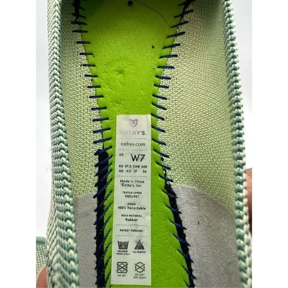 Rothy's The Point Limited Edition Mint Green Washable Comfort Flats Womens 7
