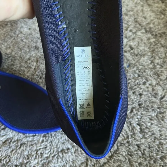 Rothy’s The Point Navy Flats Size 8