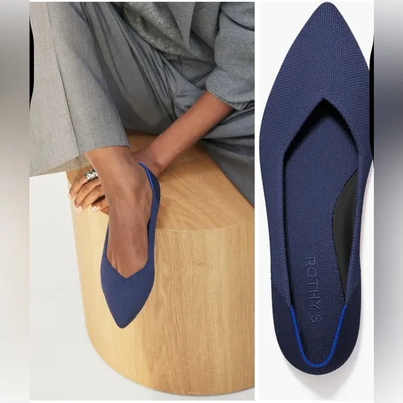 Rothy’s The Point Navy Flats Size 8