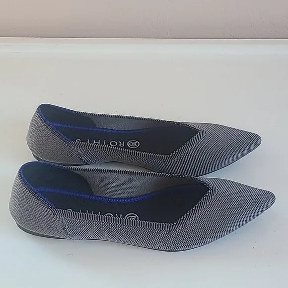 Rothys The Point Pebble Gray Flats Women's Size 10.5