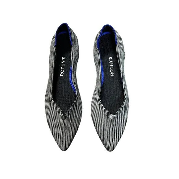 Rothy’s The Point Pointed Toe Flats Cloud Grey Bird Eye Size 9
