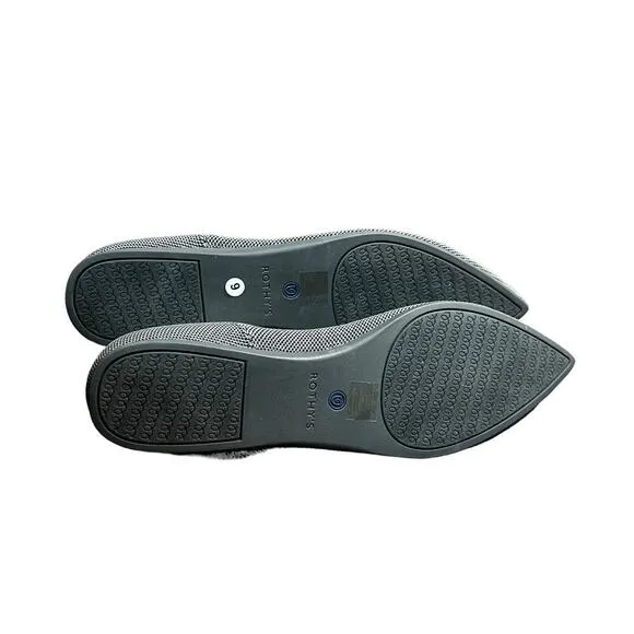 Rothy’s The Point Pointed Toe Flats Cloud Grey Bird Eye Size 9