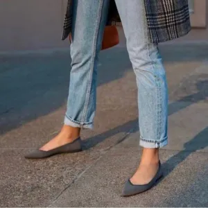 Rothy’s The Point Pointed Toe Flats Cloud Grey Bird Eye Size 9
