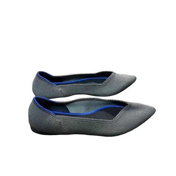 Rothy’s The Point Pointed Toe Flats Cloud Grey Bird Eye Size 9