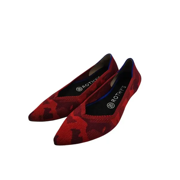 Rothy's The Point Red Camo Pointed Toe Flats Size W7