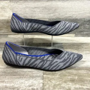 Rothy’s The Point Shoes Women’s 11 Gray Zebra Print Knit Slip On Comfort Flats