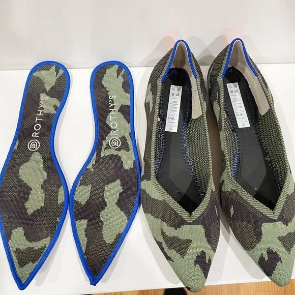 Rothy's The Point Womens Flats Shoes Size 12 Jungle Green Camo Slip On Comfort