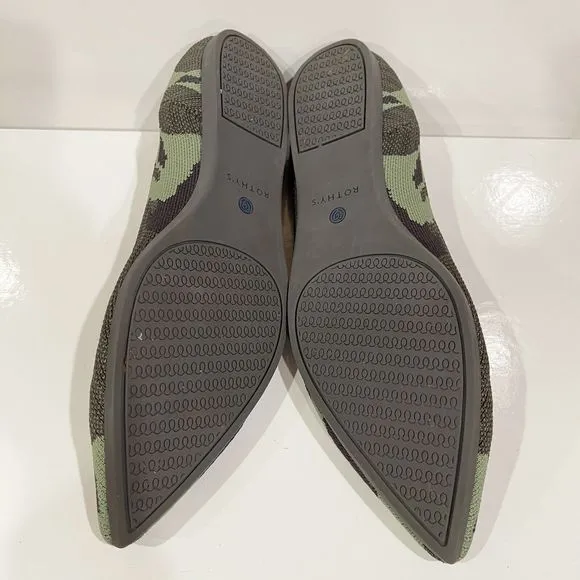 Rothy's The Point Womens Flats Shoes Size 12 Jungle Green Camo Slip On Comfort