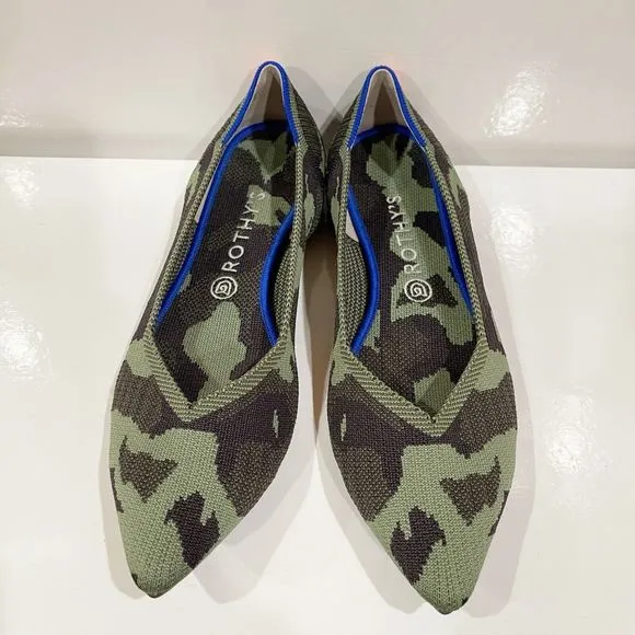 Rothy's The Point Womens Flats Shoes Size 12 Jungle Green Camo Slip On Comfort