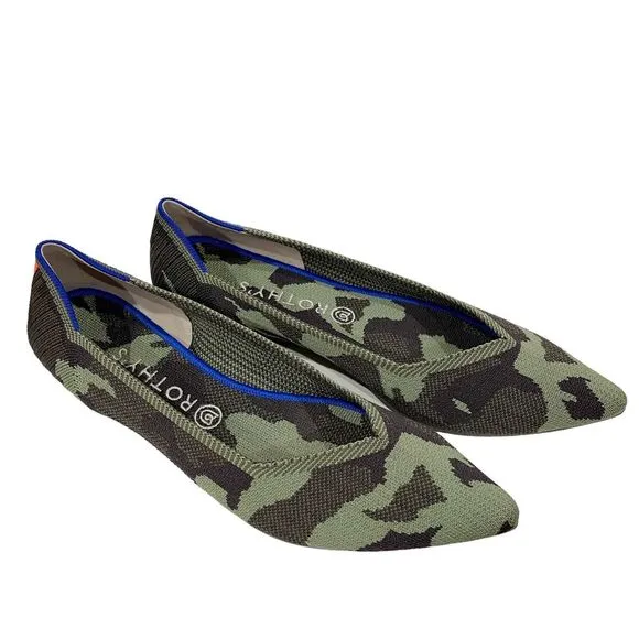 Rothy's The Point Womens Flats Shoes Size 12 Jungle Green Camo Slip On Comfort