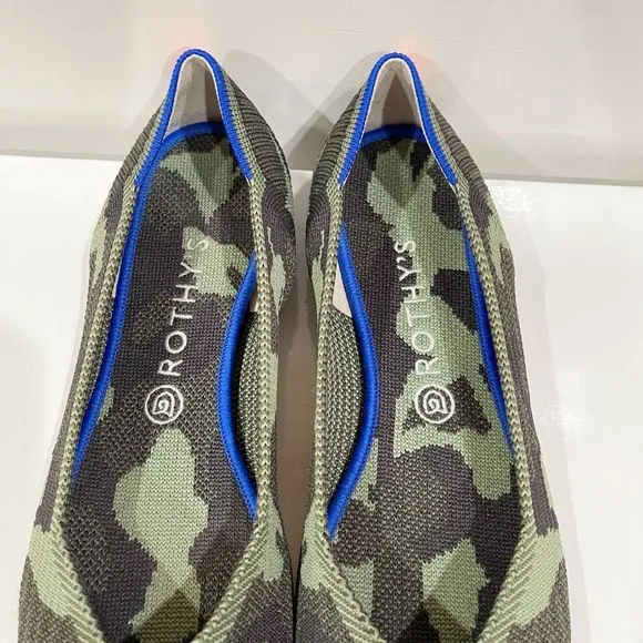 Rothy's The Point Womens Flats Shoes Size 12 Jungle Green Camo Slip On Comfort
