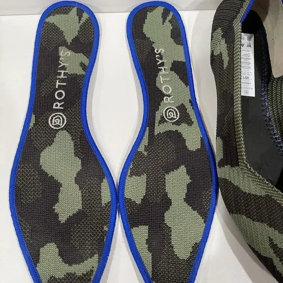 Rothy's The Point Womens Flats Shoes Size 12 Jungle Green Camo Slip On Comfort
