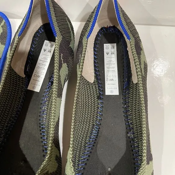 Rothy's The Point Womens Flats Shoes Size 12 Jungle Green Camo Slip On Comfort