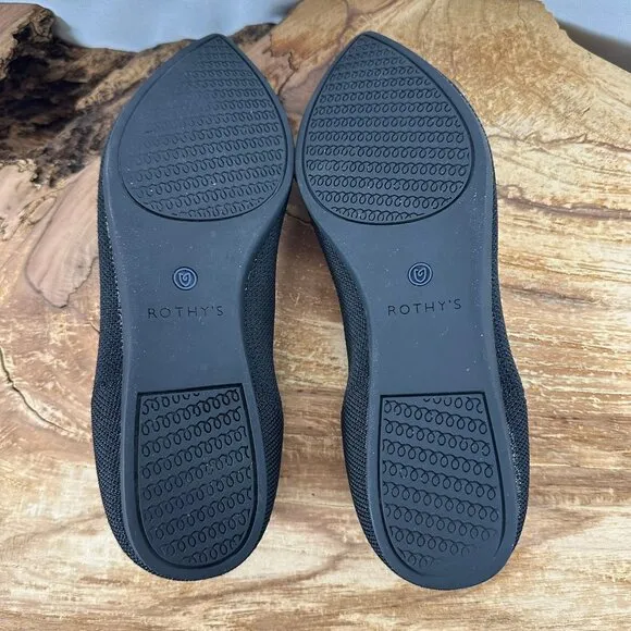 Rothy's The Point Women's Slip-On Pointed-Toe Flats, Solid Black Color, Size 8
