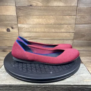 Rothy's The Round Toe Red Washable Comfort Flats Womens Size 7 Slip On Shoes