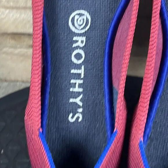 Rothy's The Round Toe Red Washable Comfort Flats Womens Size 7 Slip On Shoes