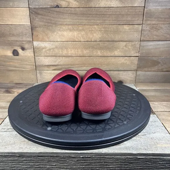 Rothy's The Round Toe Red Washable Comfort Flats Womens Size 7 Slip On Shoes