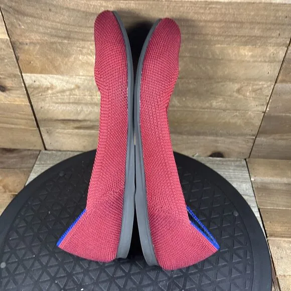 Rothy's The Round Toe Red Washable Comfort Flats Womens Size 7 Slip On Shoes