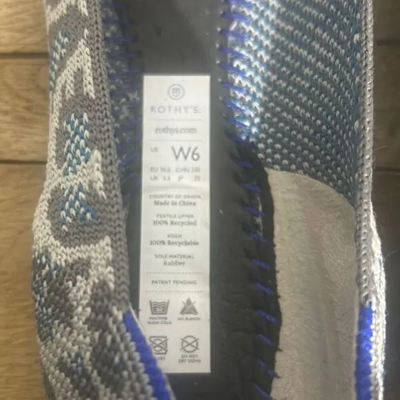 Rothy's‎ the flats grey and blue spotted leopard slip on shoes comfort retired