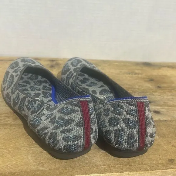 Rothy's‎ the flats grey and blue spotted leopard slip on shoes comfort retired