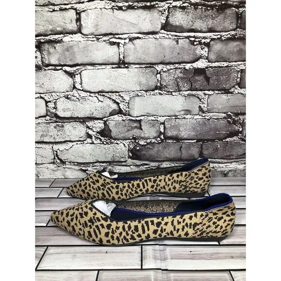 Rothy’s The Point Leopard Cheetah Print Fabric Pointed Ballet Flats Women Sz 9.5