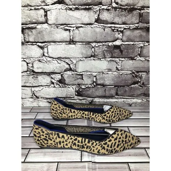 Rothy’s The Point Leopard Cheetah Print Fabric Pointed Ballet Flats Women Sz 9.5