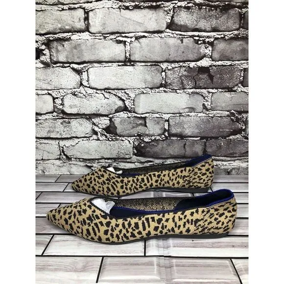 Rothy’s The Point Leopard Cheetah Print Fabric Pointed Ballet Flats Women Sz 9.5