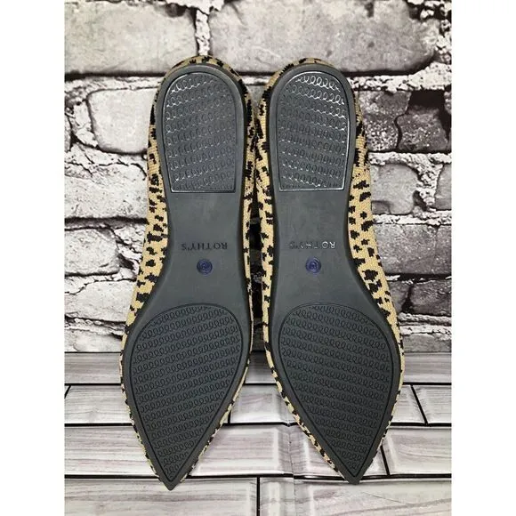 Rothy’s The Point Leopard Cheetah Print Fabric Pointed Ballet Flats Women Sz 9.5