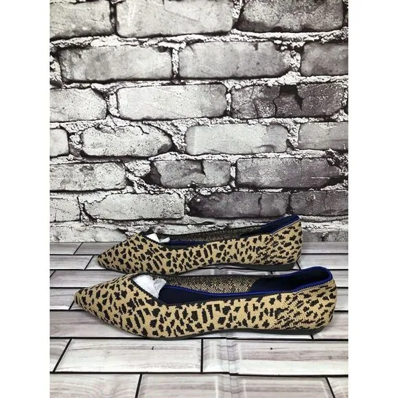 Rothy’s The Point Leopard Cheetah Print Fabric Pointed Ballet Flats Women Sz 9.5