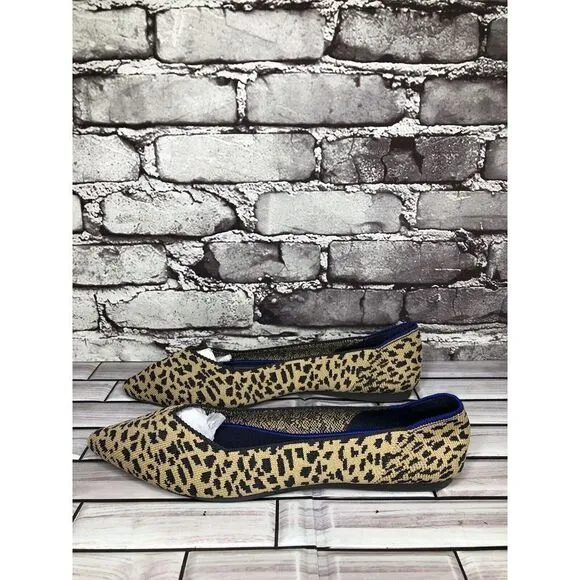 Rothy’s The Point Leopard Cheetah Print Fabric Pointed Ballet Flats Women Sz 9.5