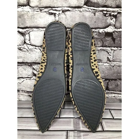 Rothy’s The Point Leopard Cheetah Print Fabric Pointed Ballet Flats Women Sz 9.5