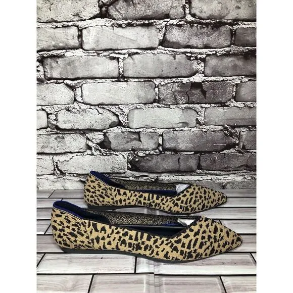 Rothy’s The Point Leopard Cheetah Print Fabric Pointed Ballet Flats Women Sz 9.5