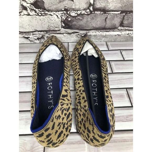 Rothy’s The Point Leopard Cheetah Print Fabric Pointed Ballet Flats Women Sz 9.5