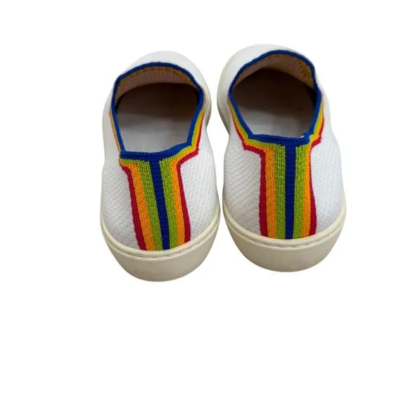 Rothy’s White Rainbow Sneakers Size 10.5 Slip On