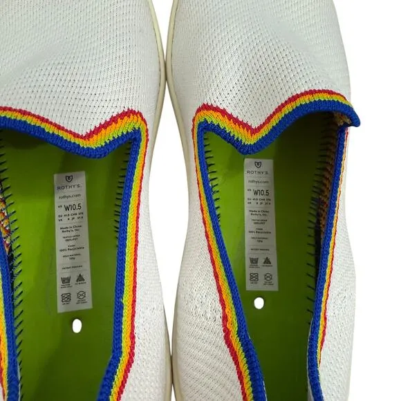 Rothy’s White Rainbow Sneakers Size 10.5 Slip On