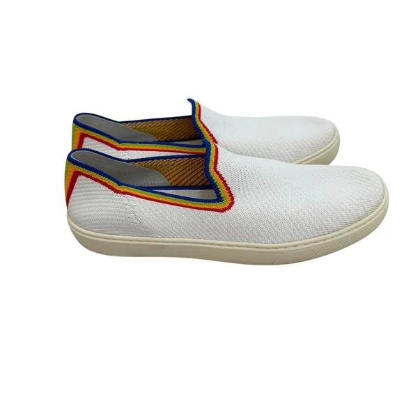 Rothy’s White Rainbow Sneakers Size 10.5 Slip On
