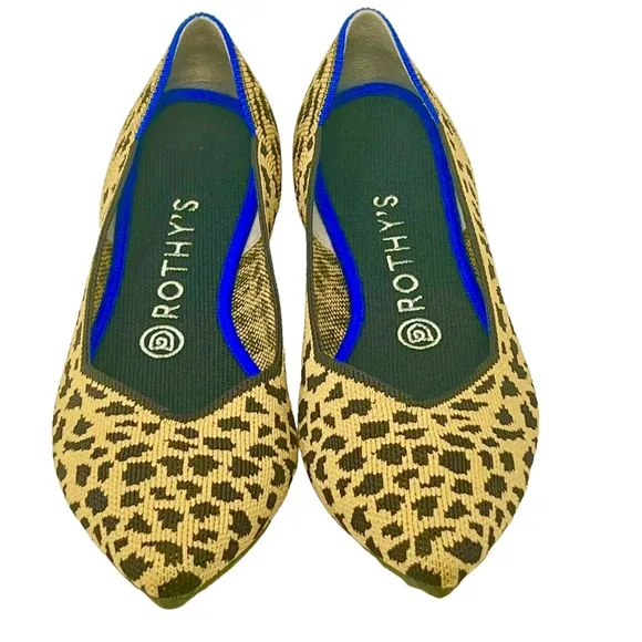 Rothy's women's Retired &quot;The Point&quot; Animal Print Flats size 8