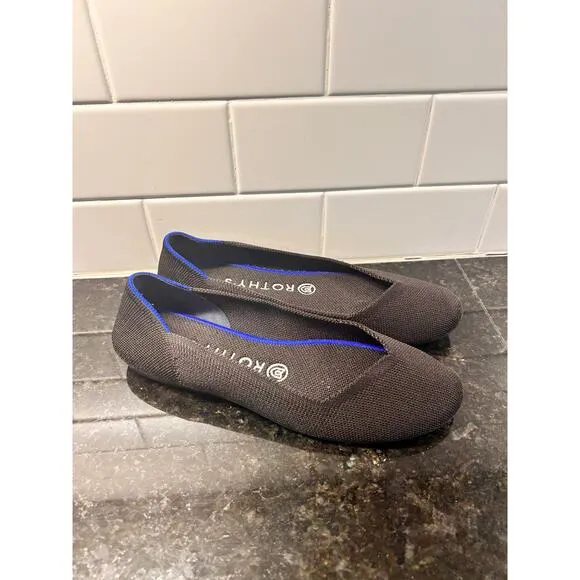 Rothy's Women's Slip-On Ballet Flats Shoes‎ Casual Comfort Preppy Blue Size W7.5