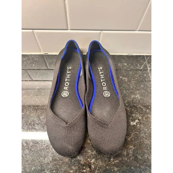 Rothy's Women's Slip-On Ballet Flats Shoes‎ Casual Comfort Preppy Blue Size W7.5