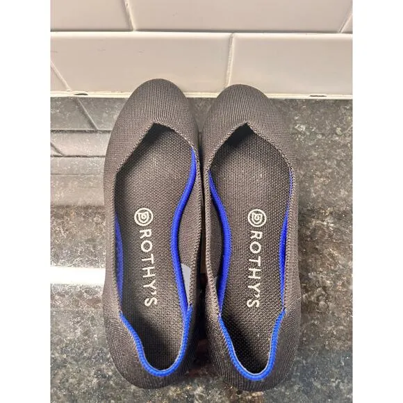 Rothy's Women's Slip-On Ballet Flats Shoes‎ Casual Comfort Preppy Blue Size W7.5