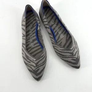 Rothy’s Womens The Point Gray Zebra Pointed Flats Shoes Size W6.5