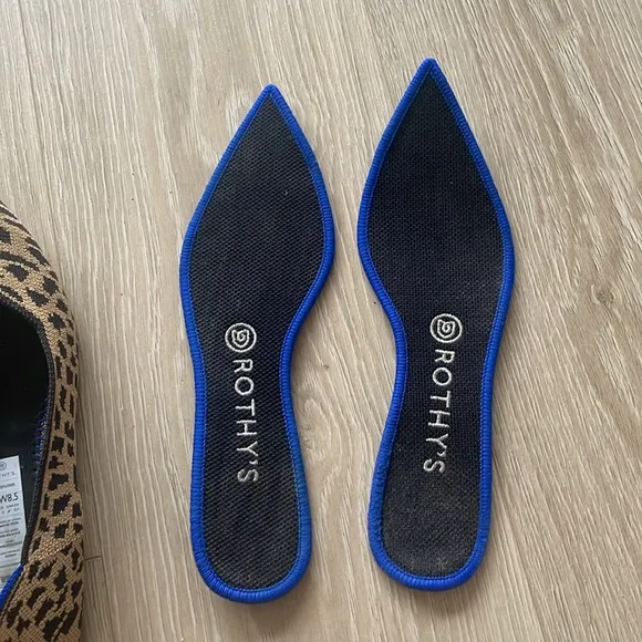 Rothy's Pointed Toe Ballet Flats US 8.5 Cheeta print Animal print blue t…