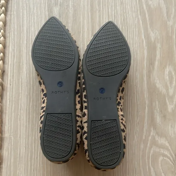 Rothy's Pointed Toe Ballet Flats US 8.5 Cheeta print Animal print blue t…