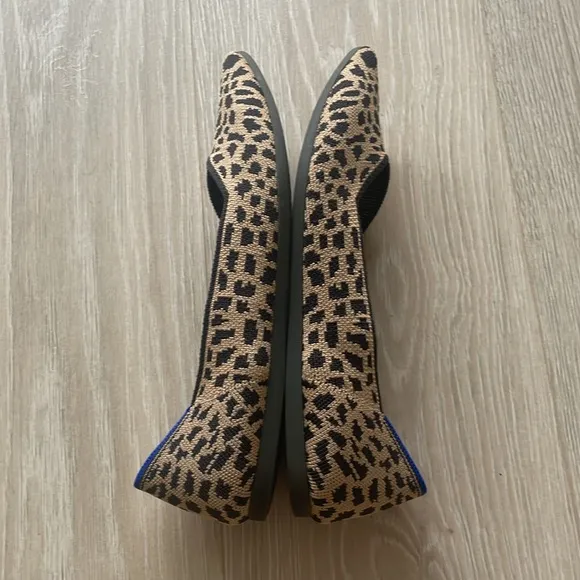 Rothy's Pointed Toe Ballet Flats US 8.5 Cheeta print Animal print blue t…