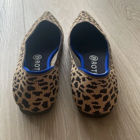 Rothy's Pointed Toe Ballet Flats US 8.5 Cheeta print Animal print blue t…