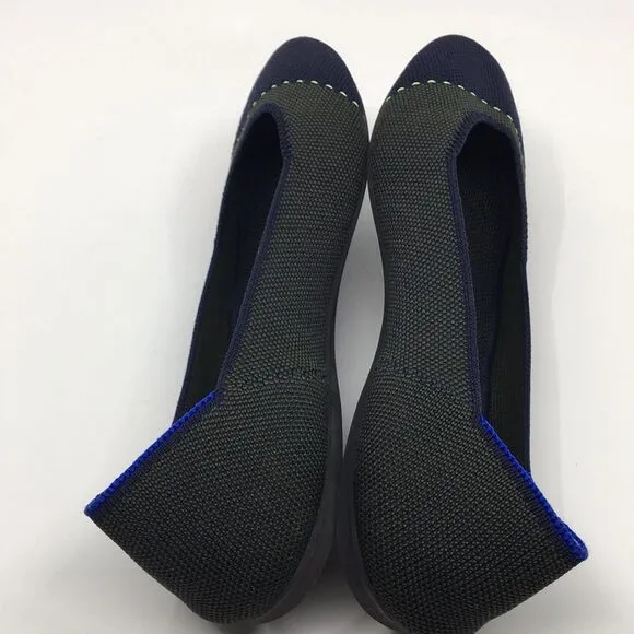 Rothy's The Square Highland Green Blue Flats Shoes Sz 7.5