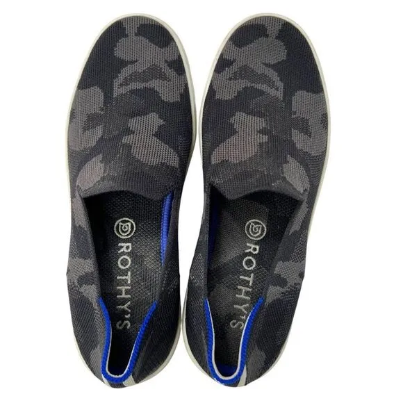 Rothy's Women's Slip-On Sneakers Grey Black Camo Size 7