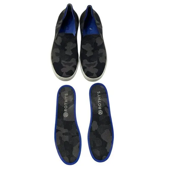 Rothy's Women's Slip-On Sneakers Grey Black Camo Size 7